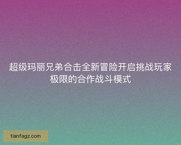 超级玛丽兄弟合击全新冒险开启挑战玩家极限的合作战斗模式