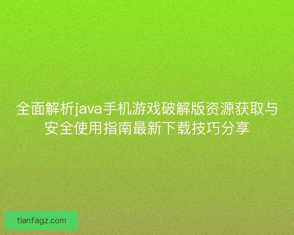 全面解析java手机游戏破解版资源获取与安全使用指南最新下载技巧分享