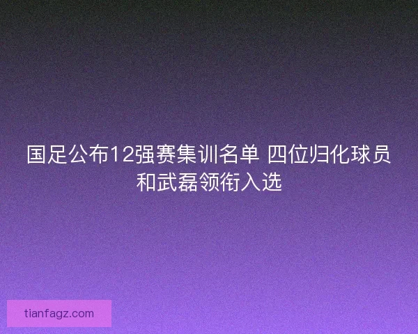 国足公布12强赛集训名单 四位归化球员和武磊领衔入选